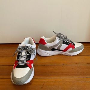 Red, Black and White Sneakers